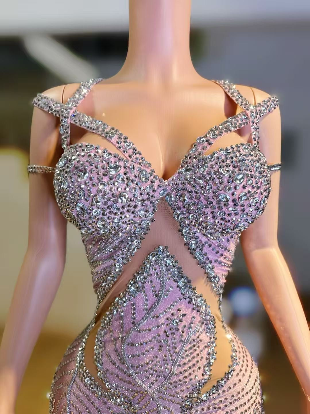 Crystal Leaf Dress Pink