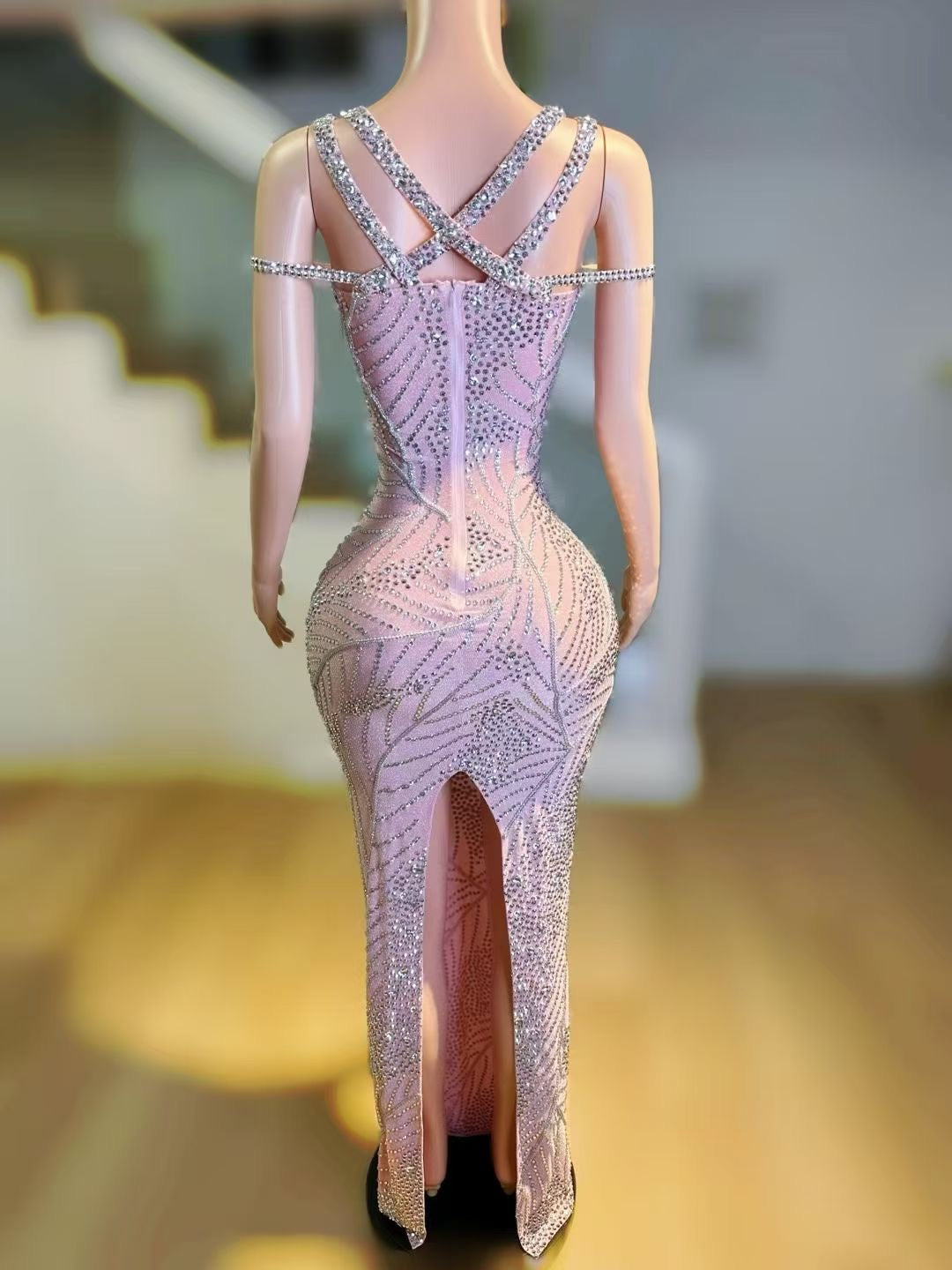 Crystal Leaf Dress Pink