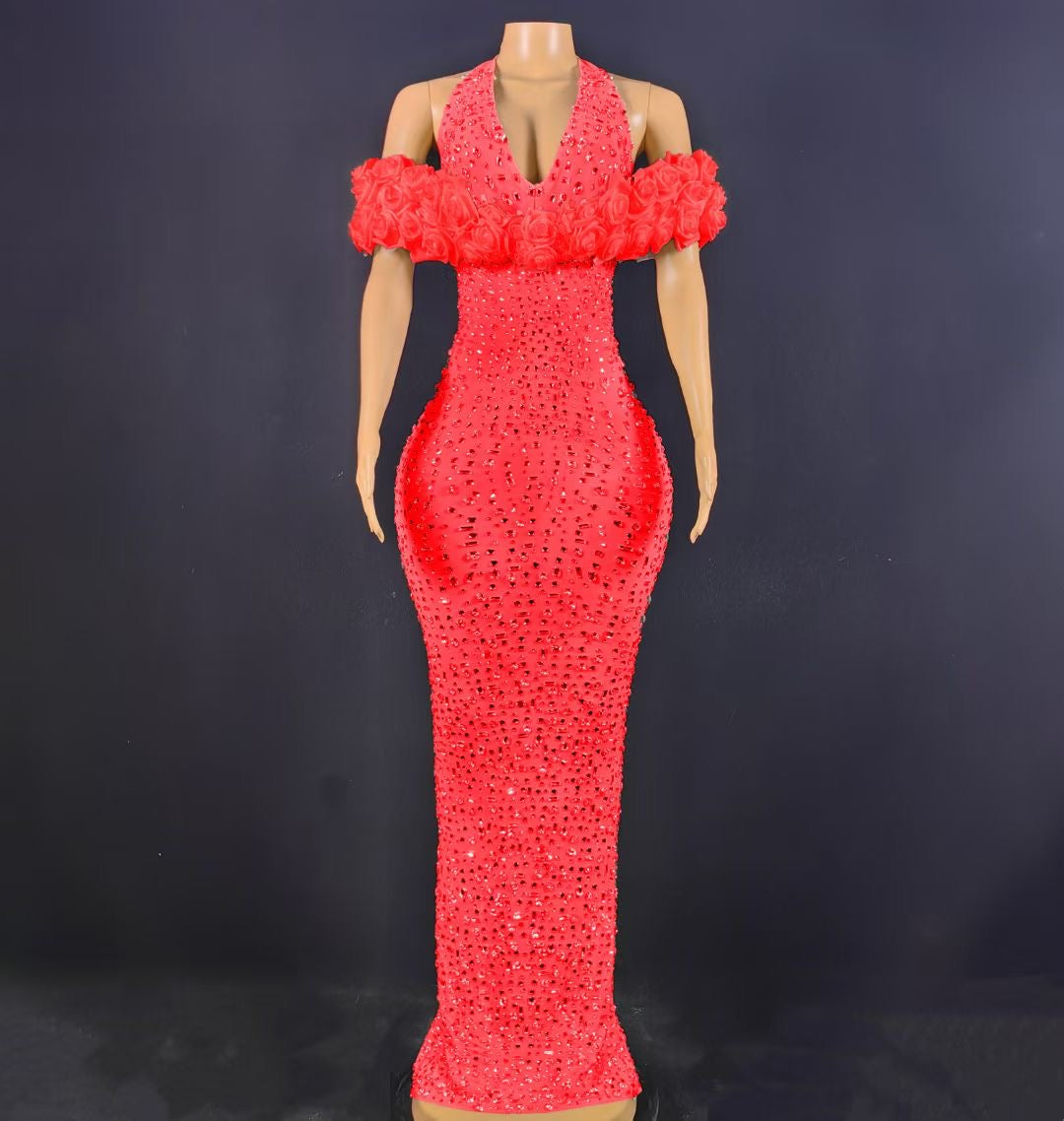 Red Flower Ring Dress