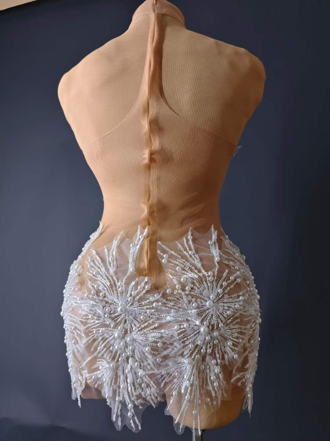 Bright Shine Dress White and Nude