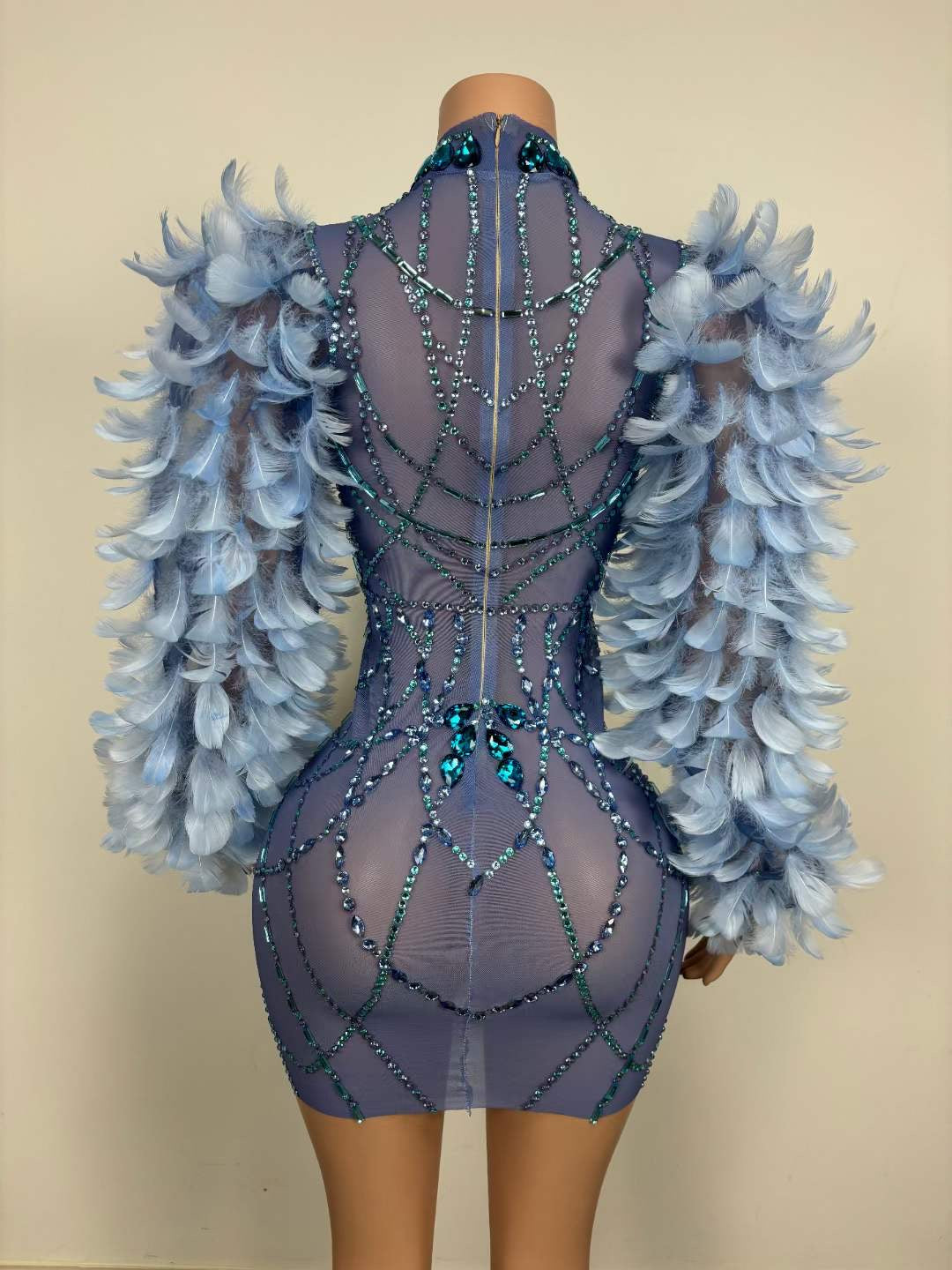 Higher Design Dress Grey and Blue