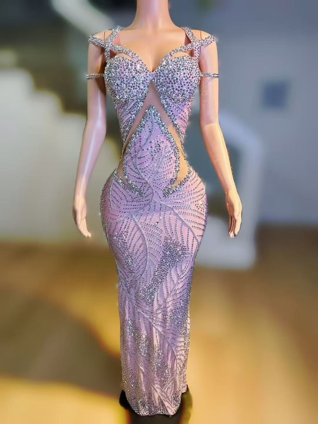 Crystal Leaf Dress Pink