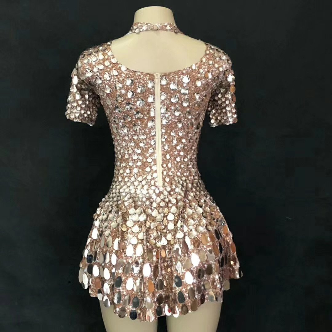 Disco sea shell leotard dress Ocean Blue