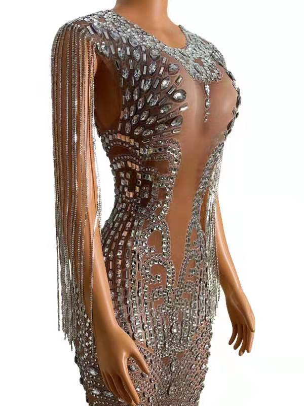 TiClair Dress Silver Lycra Non See-Through Delayed 5 Days