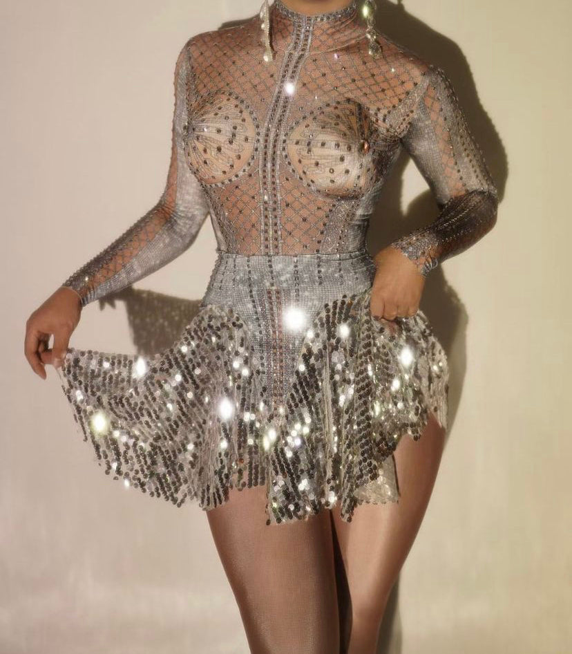 Egyptian Dress leotard Silver