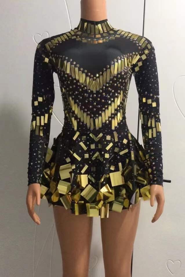 Disco black and gold remix dress