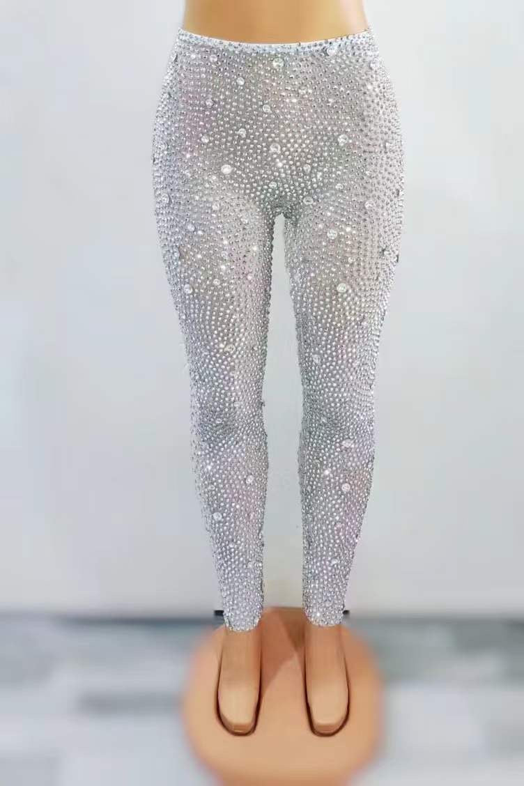 Donatella Crystal Leggings White Premium Quality