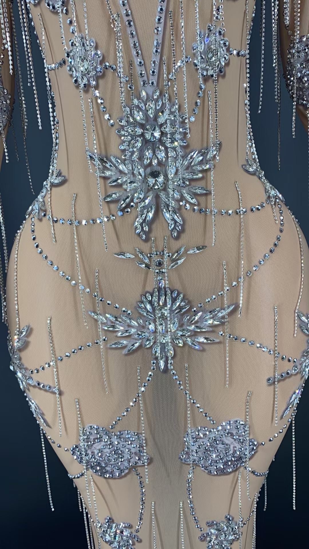 Crystal Rose dress silver and white mesh