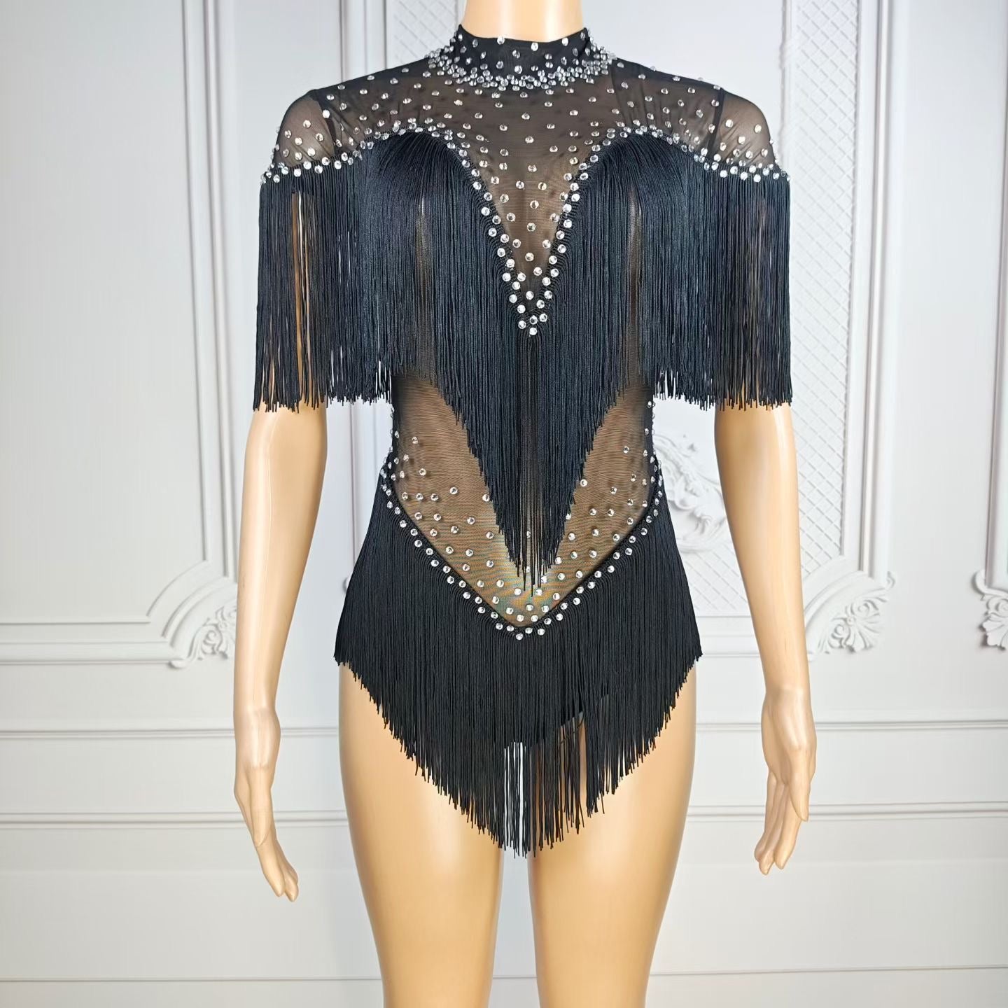 Black V Romper Dress