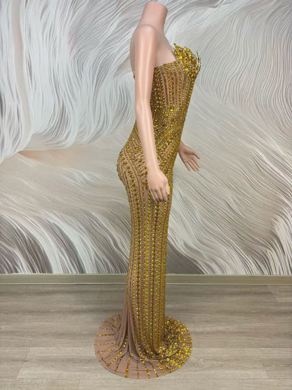 Crystal Curse Dress Gold