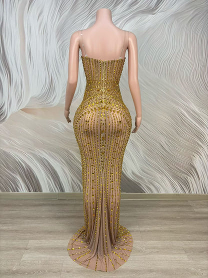 Crystal Curse Dress Gold