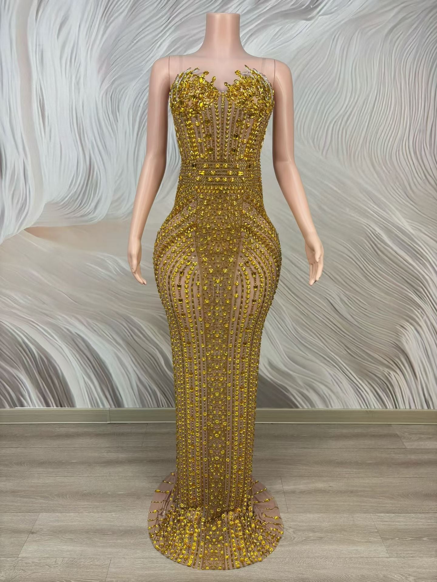 Crystal Curse Dress Gold