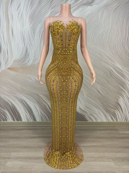 Crystal Curse Dress Gold
