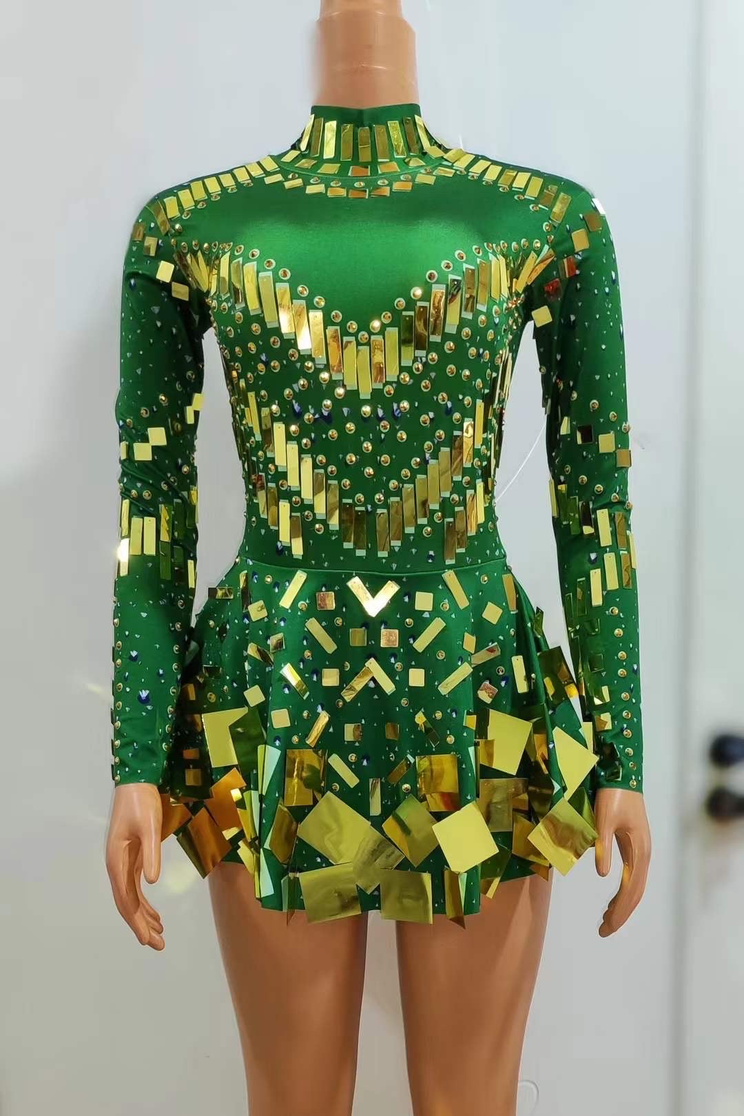 Disco Green and Gold remix dress