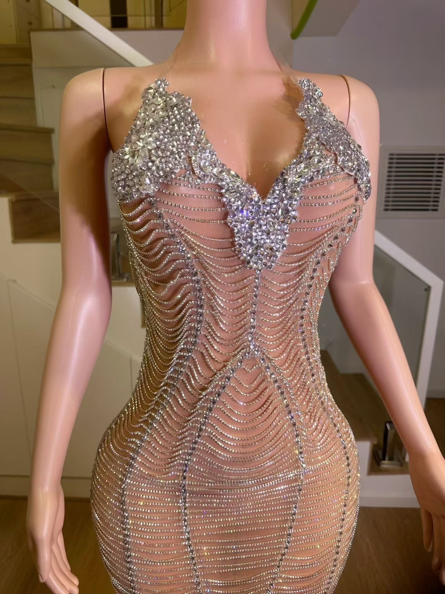 Remembered Dress silver and clear crystals