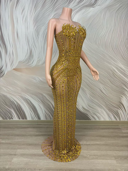 Crystal Curse Dress Gold