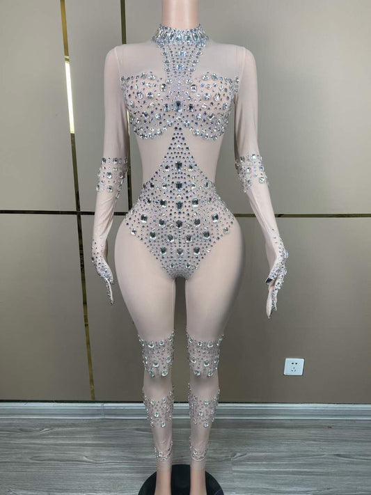 Elisa Crystal Bodysuit Nude