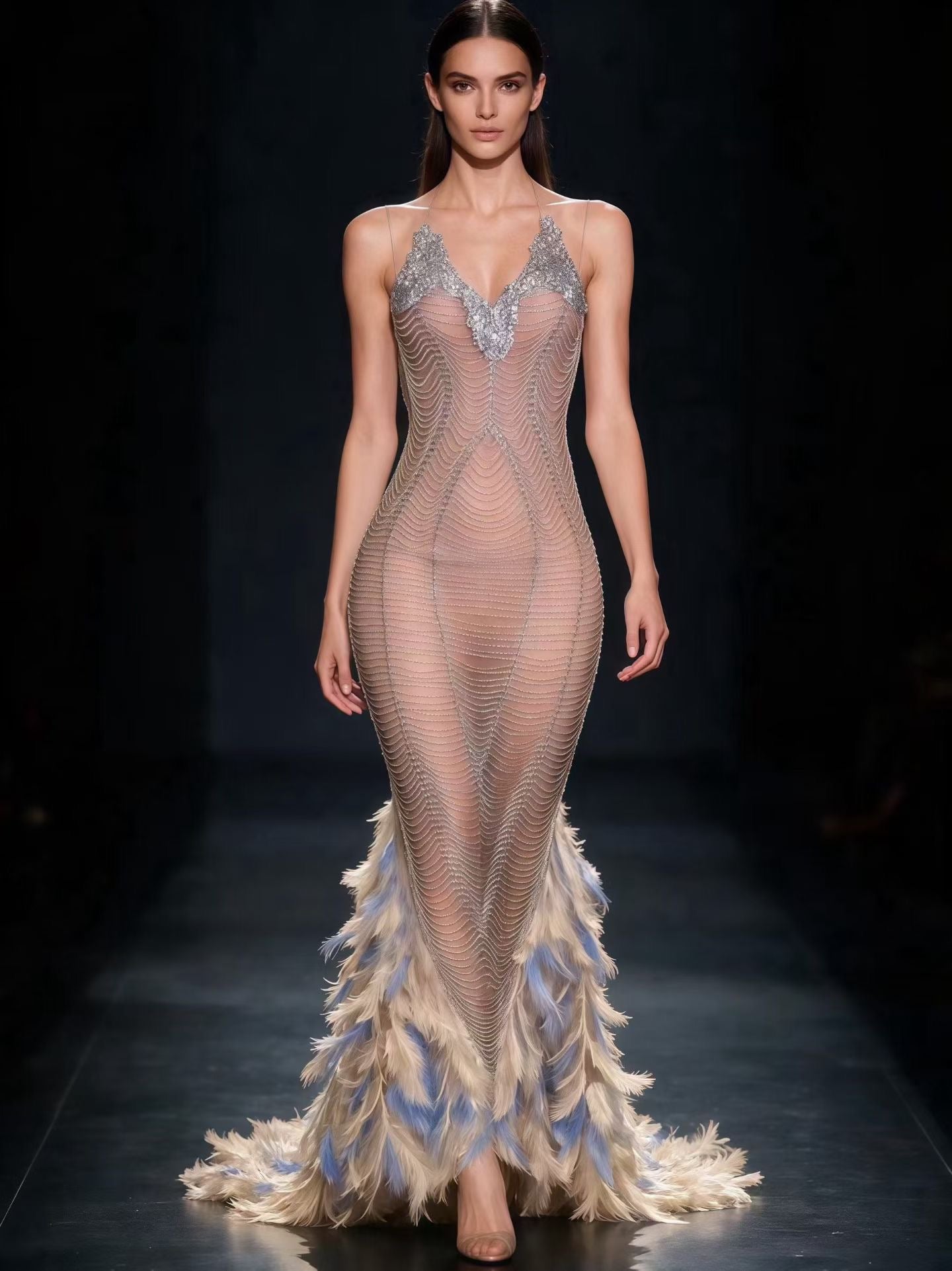 Remembered Dress silver and clear crystals