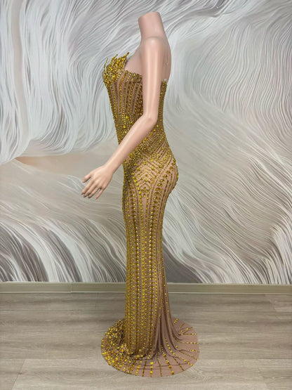 Crystal Curse Dress Gold