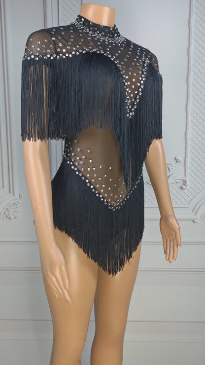 Black V Romper Dress