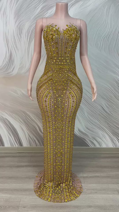 Crystal Curse Dress Gold