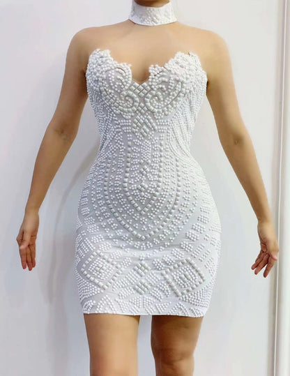 Chilly white knee length dress