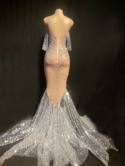 Iced Rainfall Silver Queen dress