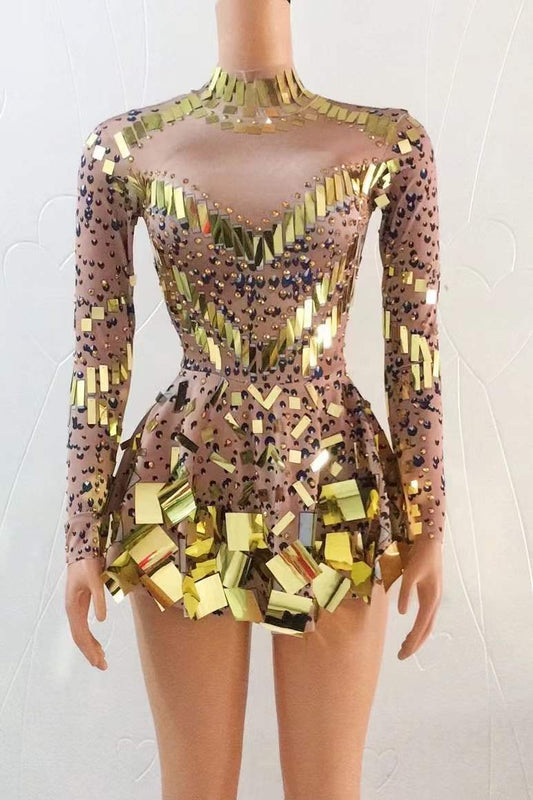 Disco Brown and gold remix dress