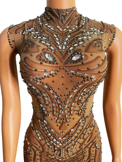 Arabi Dress Brown Lycra non see-through