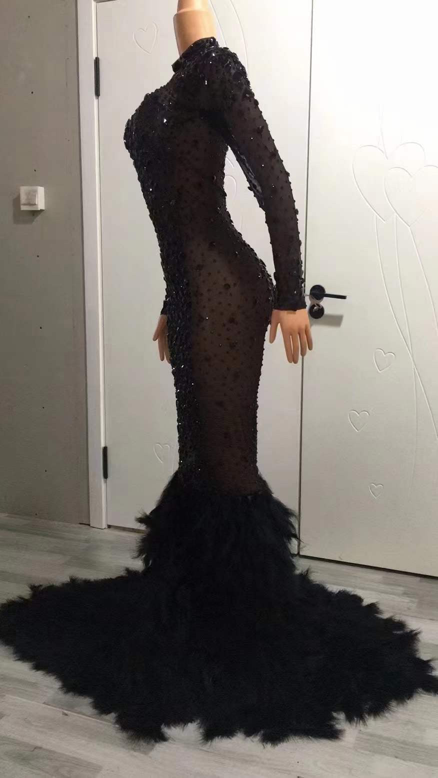Alba Queen Long Dress Black Lycra Non See-Through Delayed 5 Days