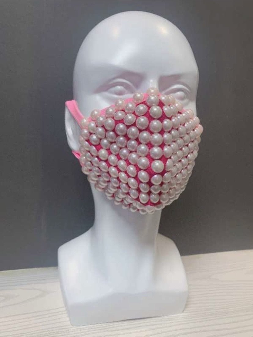 Red and White Pearl Mask