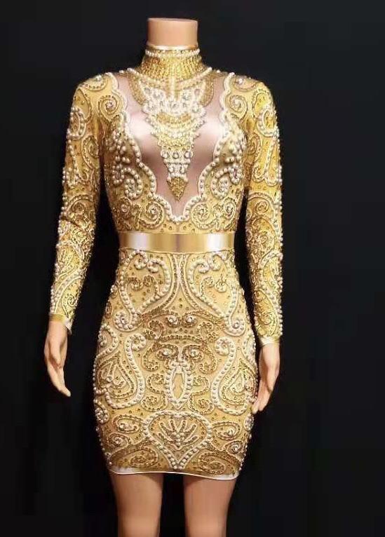 Angel Crystals Dress Gold