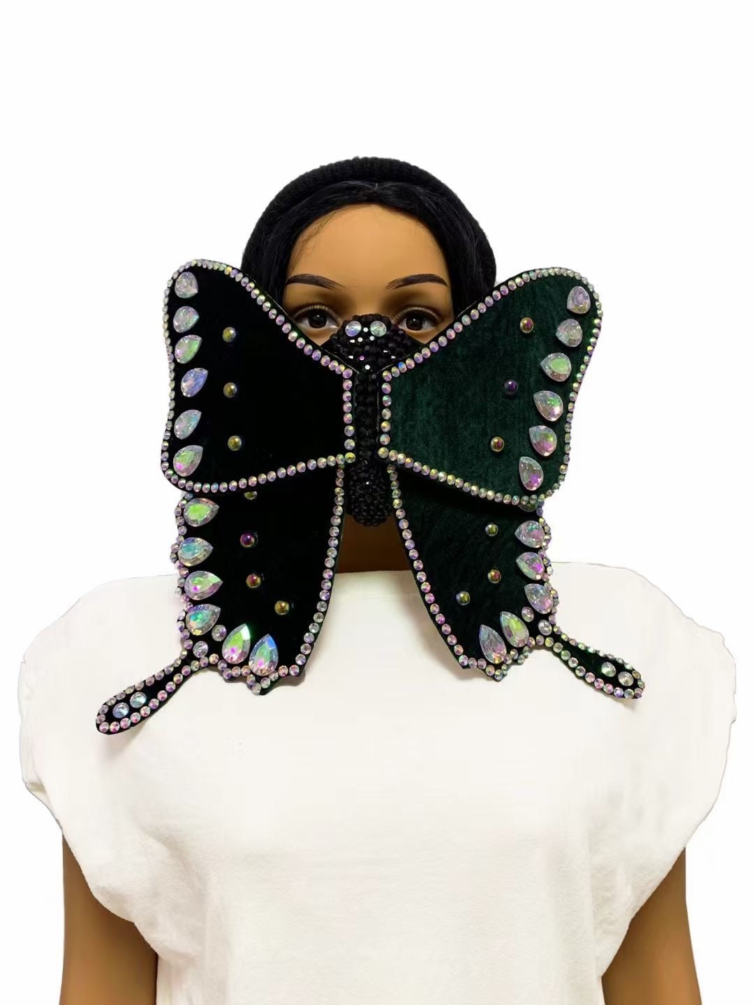 Black and Green Butterfly Large mask