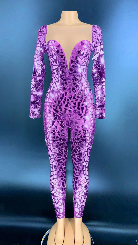 Purple Reflection bodysuit high quality crystal mirrors ONLY