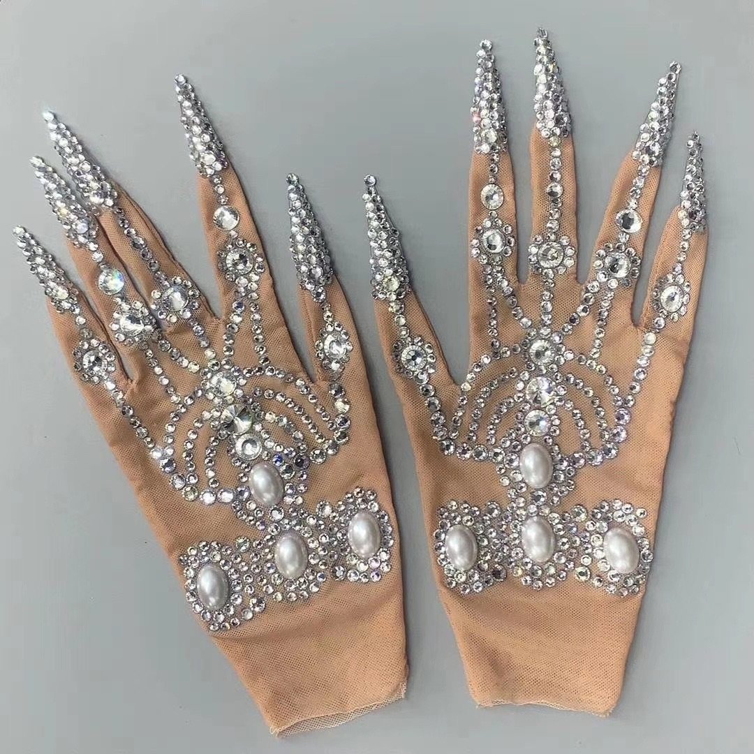 Don’t Touch Gloves silver and nude