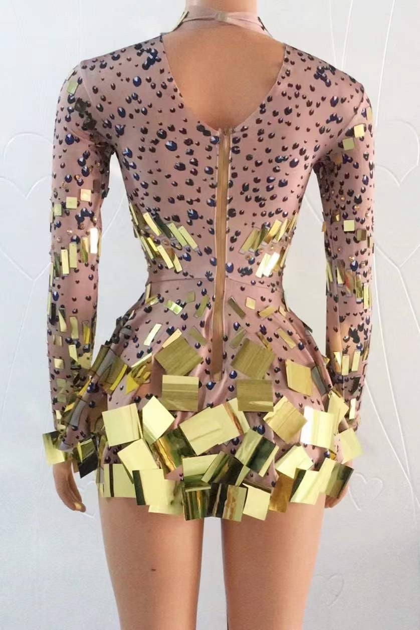Disco Brown and gold remix dress