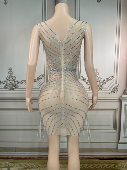 Lycra Non See-Through Diamond Paris Dress Delayed 5 days