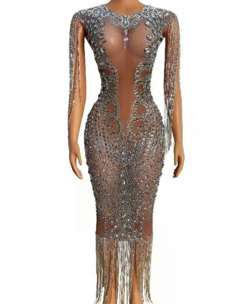 TiClair Dress Silver Lycra Non See-Through Delayed 5 Days