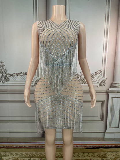 Lycra Non See-Through Diamond Paris Dress Delayed 5 days