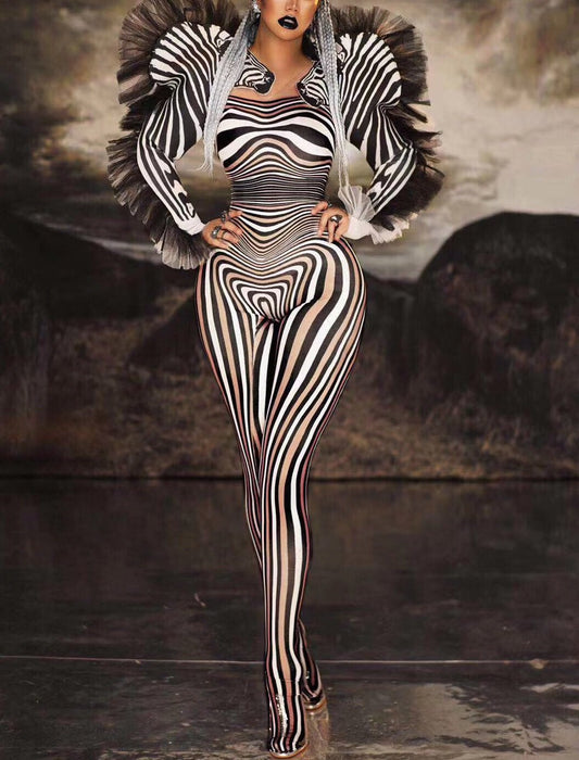 Z stripe bodysuit party & events costume black and white ready