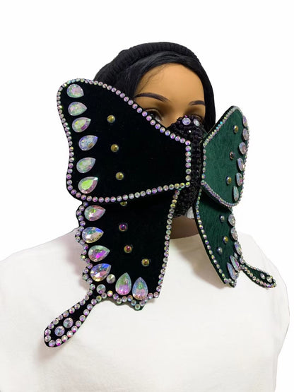 Black and Green Butterfly Large mask