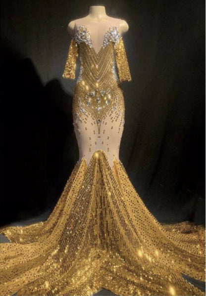 Iced Rainfall Golden Queen dress